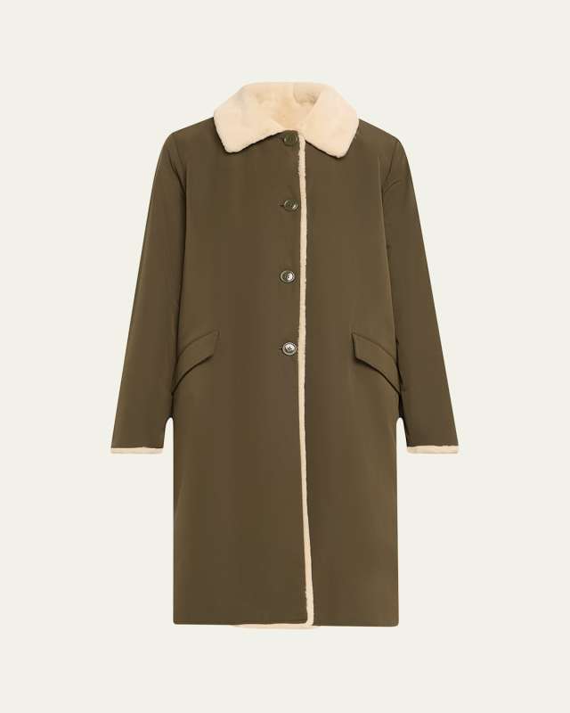 Nylon Coat with Faux Fur Linin